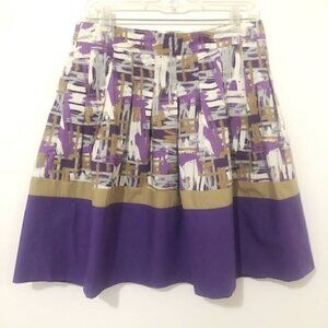 JH Collectibles Purple & Tan Pleated A-Line Skirt
